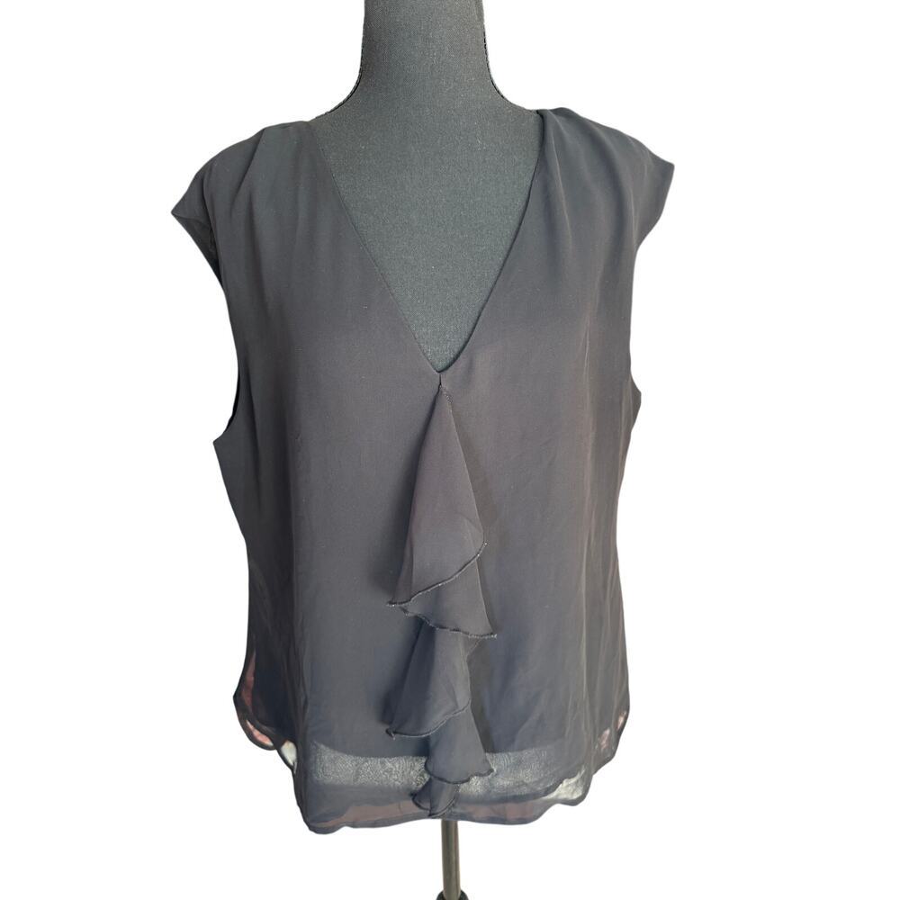 CeCe’s Front Ruffle Sz L Sleeveless Fully Lined pre-owned condition